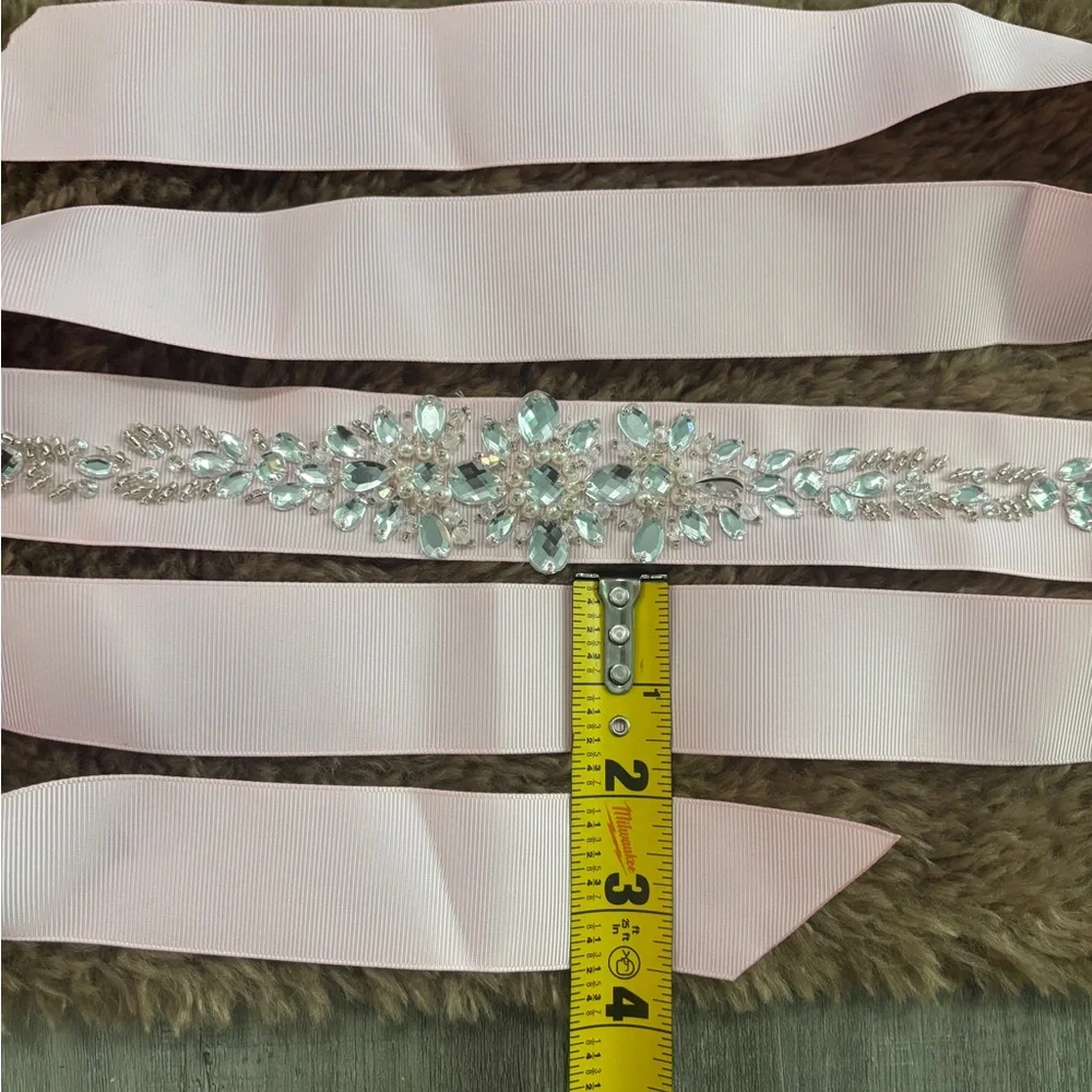 Elegant Pink Sash with Crystal Embellishments
